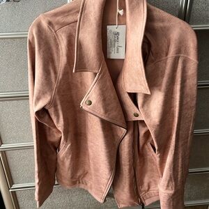 Pink coral thin motorcycle jacket